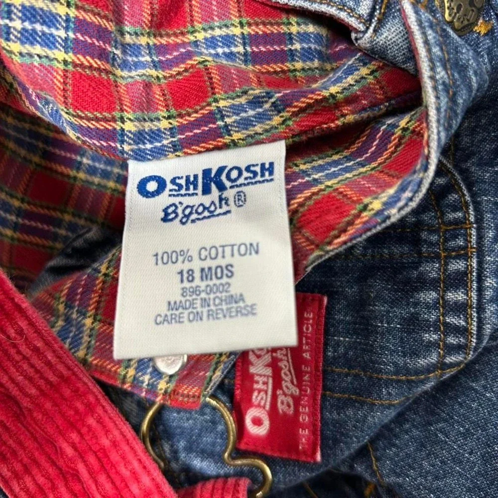 Blue denim overalls with red accents‎ Oshkosh 18months #kidcore